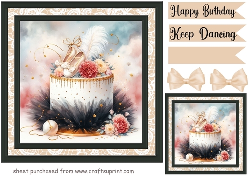 Ballerina Birthday cake card front 7