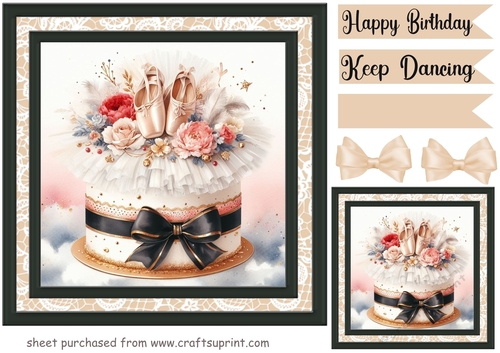 Ballerina Birthday cake card front 8