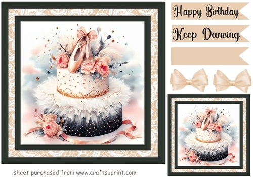 Ballerina Birthday cake card front 9