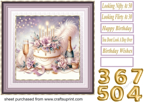 Lilac Birthday cake card front 1