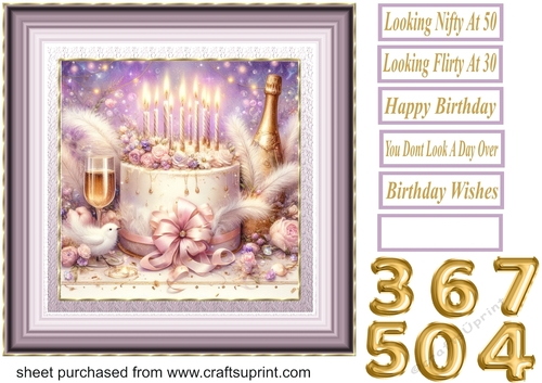 Lilac Birthday cake card front 2