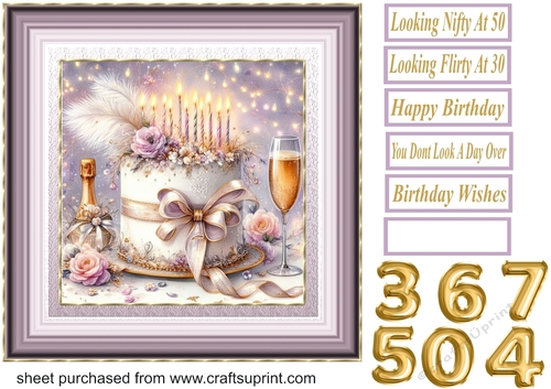 Lilac Birthday cake card front 3
