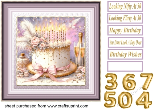Lilac Birthday cake card front 4