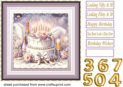 Lilac Birthday cake card front 5