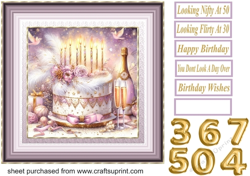 Lilac Birthday cake card front 7