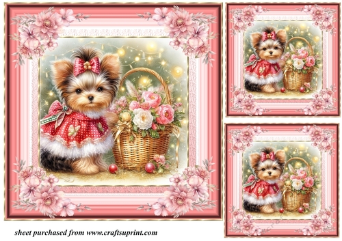 3 Floral Yorkie card front/toppers 4