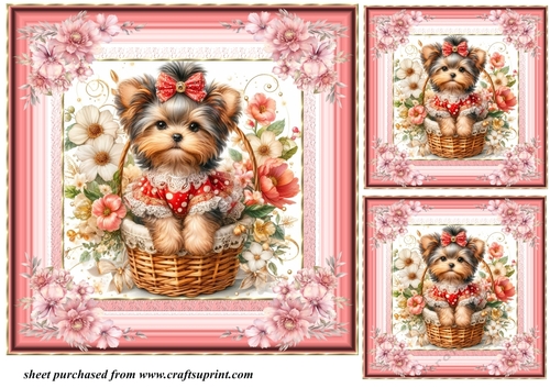 3 Floral Yorkie card front/toppers 5