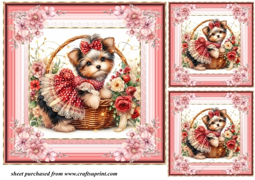 3 Floral Yorkie card front/toppers 11
