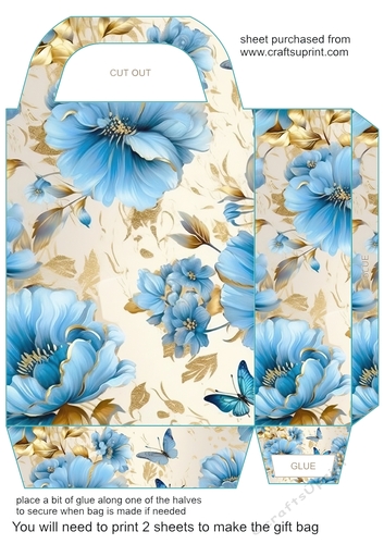Blue floral gift bag 3