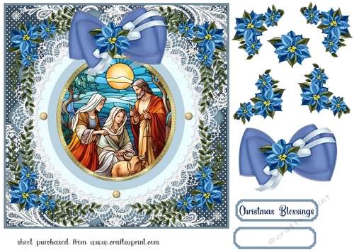 Christmas Religious stained glass card front 1