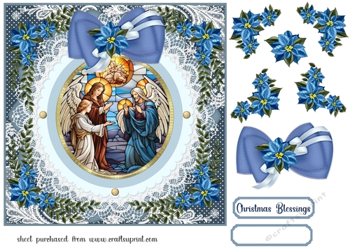 Christmas Religious stained glass card front 4