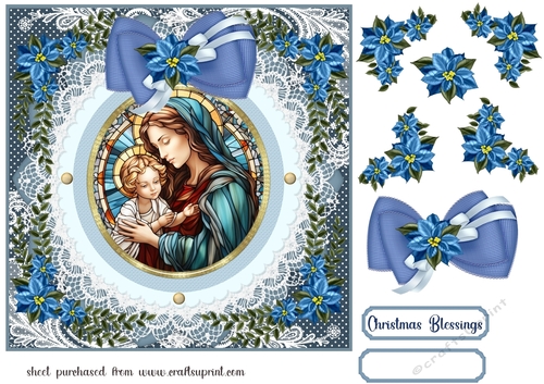 Christmas Religious stained glass card front 5