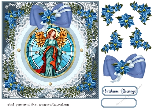Christmas Religious stained glass card front 6