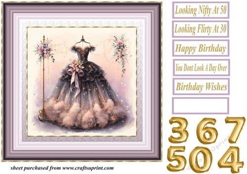 Birthday ballgown card front 4