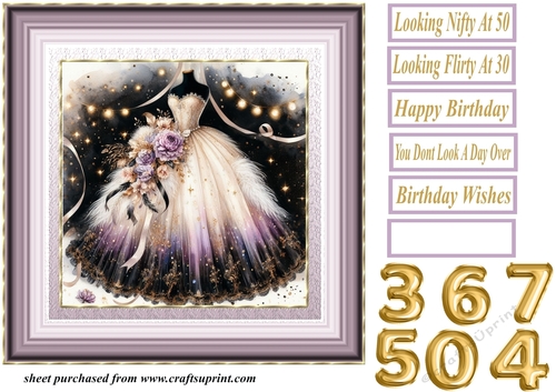 Birthday ballgown card front 5