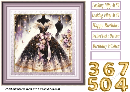 Birthday ballgown card front 6