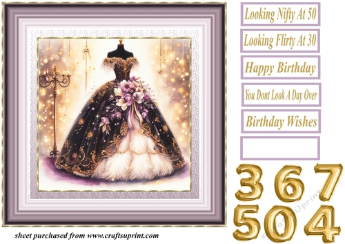 Birthday ballgown card front 7