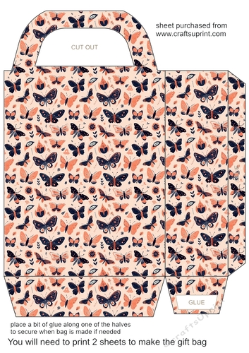 Peach and black butterflies gift bag 1