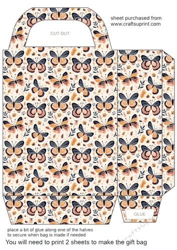 Peach and black butterflies gift bag 2