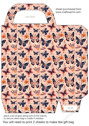 Peach and black butterflies gift bag 3