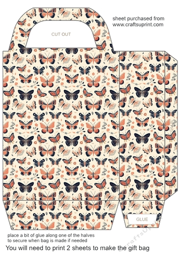 Peach and black butterflies gift bag 4