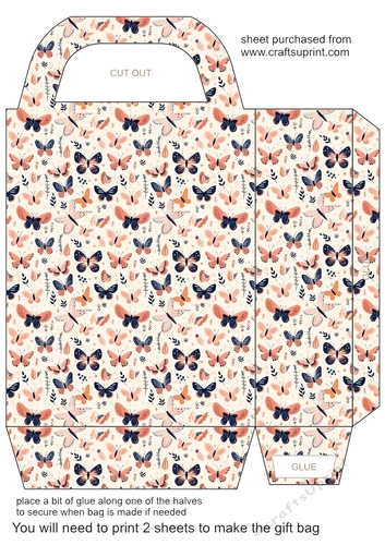 Peach and black butterflies gift bag 5