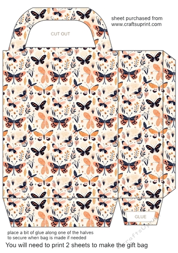 Peach and black butterflies gift bag 6