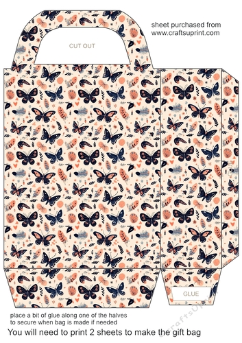 Peach and black butterflies gift bag 7