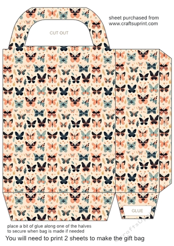 Peach and black butterflies gift bag 8