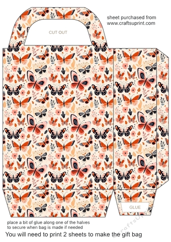 Peach and black butterflies gift bag 9