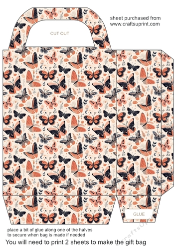 Peach and black butterflies gift bag 10