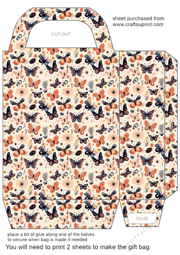 Peach and black butterflies gift bag 11