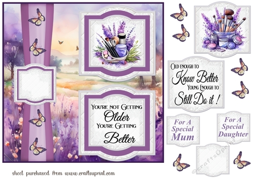 2 Panel Lavender make up card front 2
