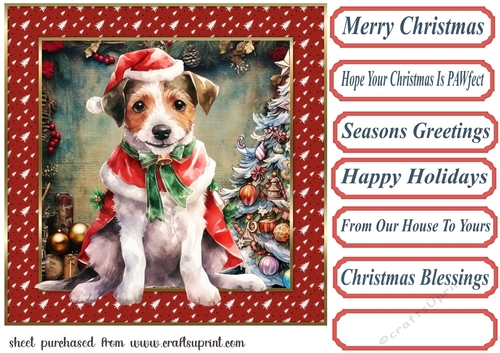 Christmas Jack Russel card front 1