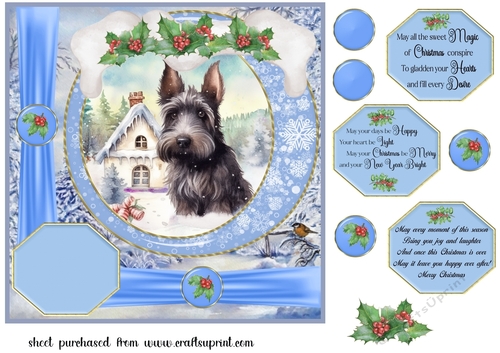 Winter scene pup card front 2