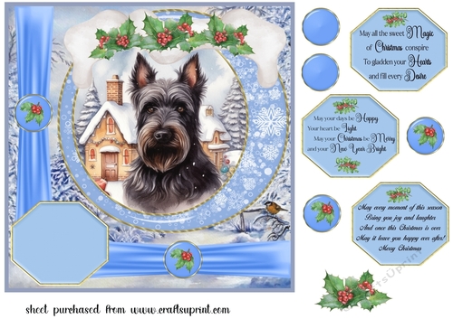 Winter scene pup card front 3