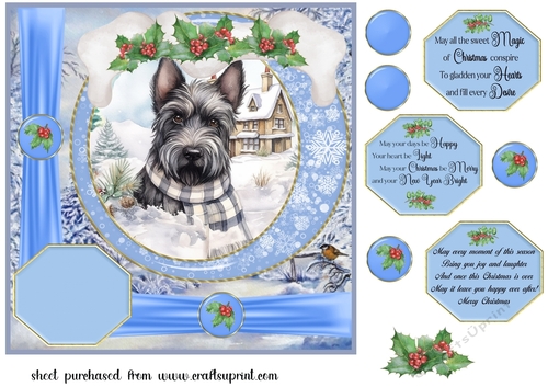 Winter scene pup card front 4