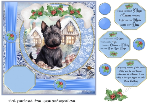 Winter scene pup card front 6