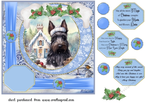 Winter scene pup card front 7