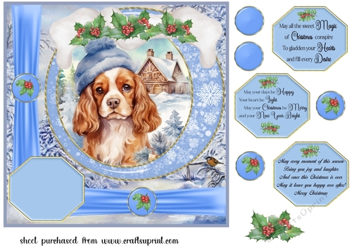 Winter scene pup card front 8
