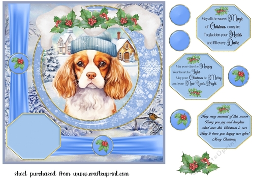 Winter scene pup card front 9