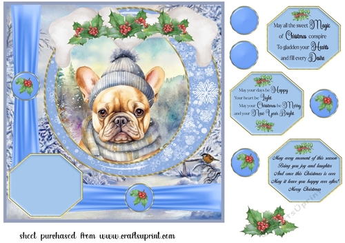Winter scene pup card front 11