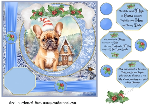 Winter scene pup card front 12