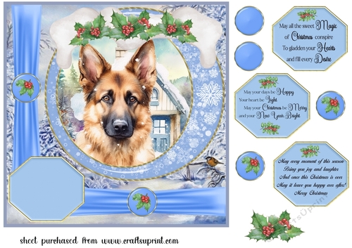 Winter scene pup card front 13