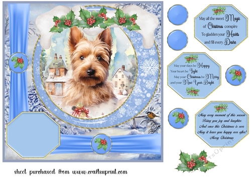 Winter scene pup card front 15