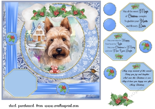 Winter scene pup card front 16