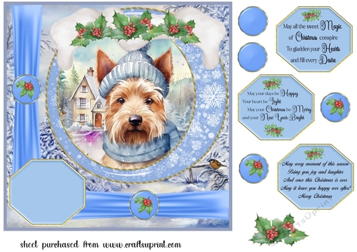 Winter scene pup card front 17