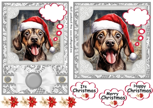 5x7 and 6x6 (aprox) Christmas dog card fronts