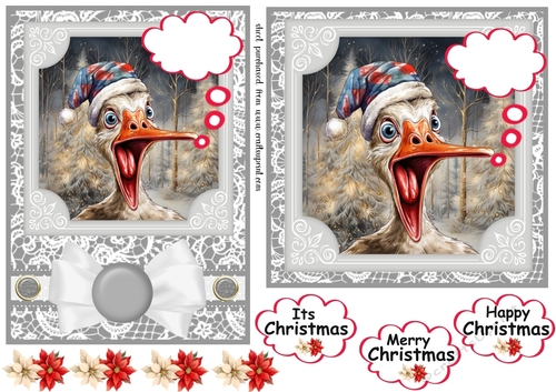 5x7 and 6x6 (aprox) Christmas goose card fronts