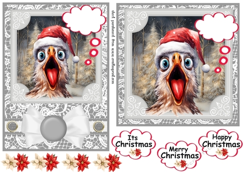 5x7 and 6x6 (aprox) Christmas hen card fronts